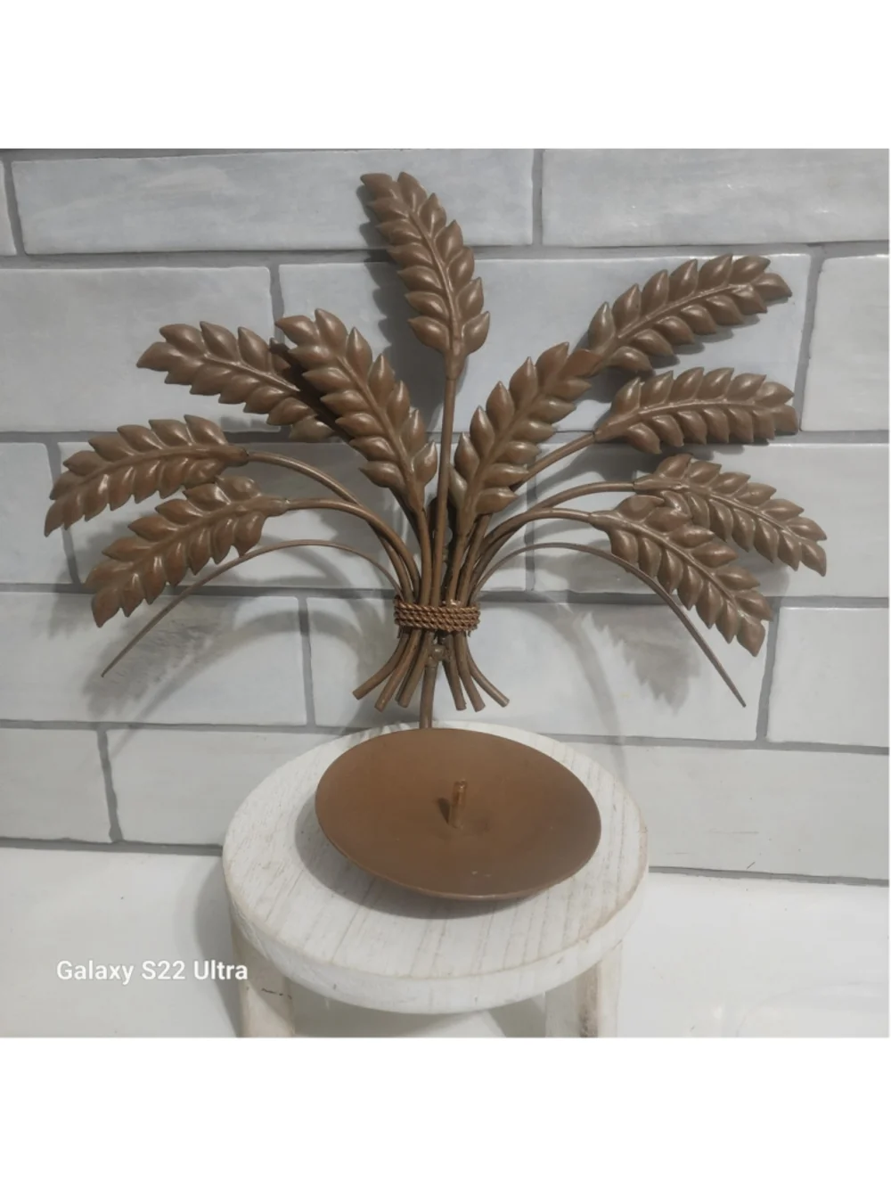 Vintage Metal Wheat Sheaf Wall Sconce Candle Holder